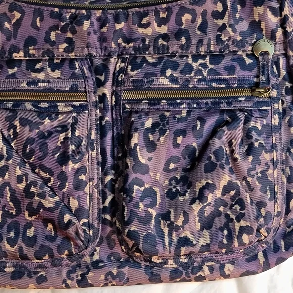 Travelon bag purple leopard print. 9.5x14x5.5" - Picture 11 of 11